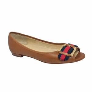 Michael Kors Brown Flats with Red and Blue Accents